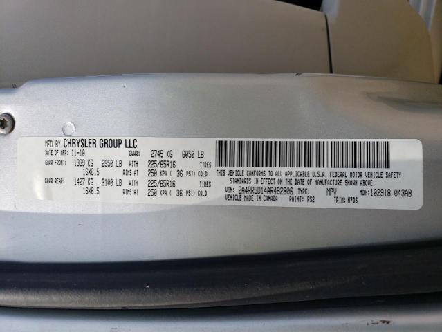 2A4RR5D14AR492806 - 2010 CHRYSLER TOWN & COU TOURING SILVER photo 12