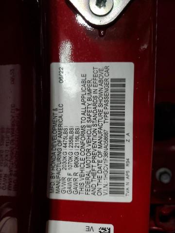 1HGCV1F38NA058687 - 2022 HONDA ACCORD SPORT 红色 照片 13