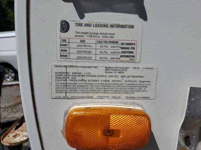 4YDT3102081534095 - 2008 KEYSTONE SPRINTER WHITE photo 10