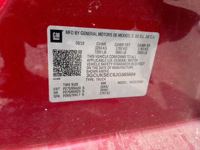 3GCUKSEC6JG565604 - 2018 CHEVROLET SILVERADO K1500 LTZ RED photo 13