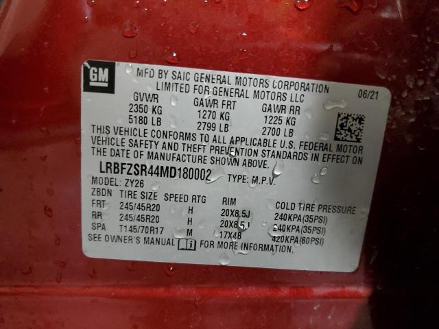 LRBFZSR44MD180002 - 2021 BUICK ENVISION AVENIR RED photo 14