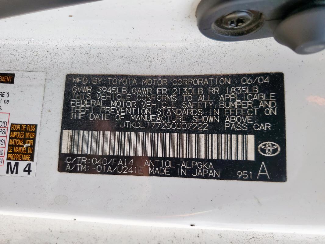 JTKDE177250007222 - 2005 TOYOTA SCION TC Ağ foto 12