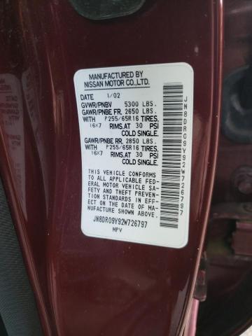 JN8DR09Y92W726797 - 2002 NISSAN PATHFINDER LE RED photo 14