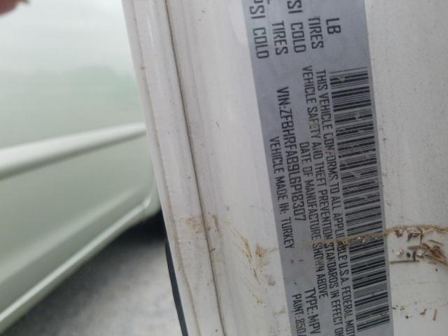 ZFBHRFAB9L6P18307 - 2020 RAM PROMASTER თეთრი ფოტო 9