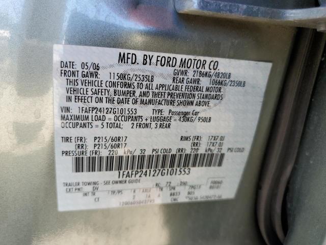 1FAFP24127G101553 - 2007 FORD FIVE HUNDR SEL GREEN photo 12