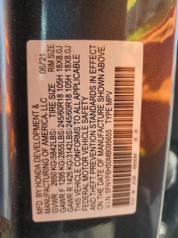 5FNYF6H50MB095655 - 2021 HONDA PILOT EXL Niebieski zdjęcie 13