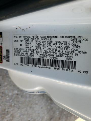 5TETX4CN9AZ694972 - 2010 TOYOTA TACOMA ACCESS CAB თეთრი ფოტო 12