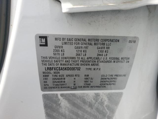 LRBFXCSA5KD008702 - 2019 BUICK ENVISION ESSENCE 白色 照片 13