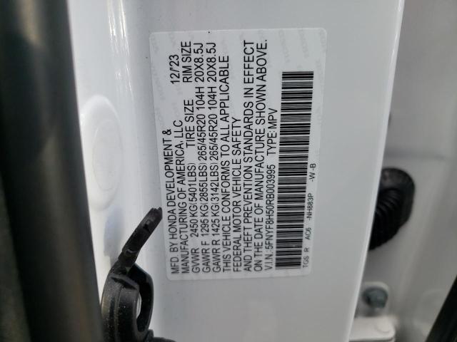 5FNYF8H50RB003995 - 2024 HONDA PASSPORT EXL WHITE photo 14