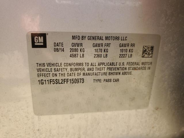 1G11F5SL2FF150973 - 2015 CHEVROLET MALIBU LTZ ვერცხლისფერი ფოტო 12