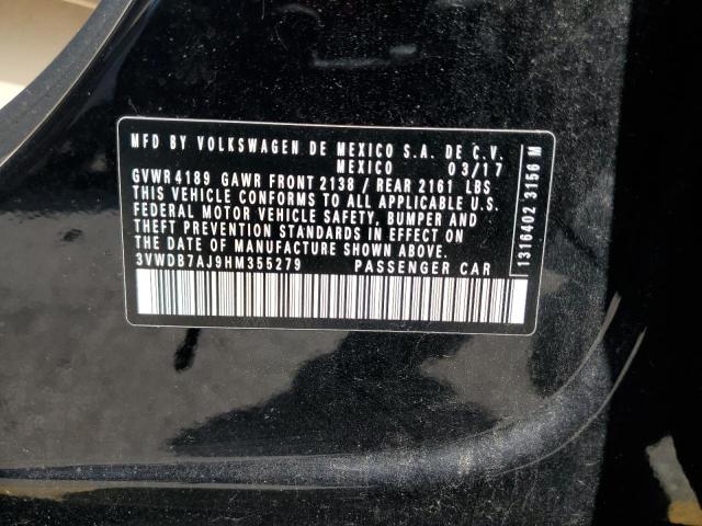 3VWDB7AJ9HM355279 - 2017 VOLKSWAGEN JETTA SE Qara foto 12