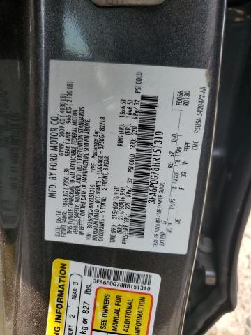 3FA6P0G78HR151310 - 2017 FORD FUSION S CHARCOAL photo 12