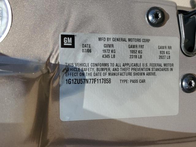 1G1ZU57N77F117858 - 2007 CHEVROLET MALIBU LTZ თაფლისფერი ფოტო 13