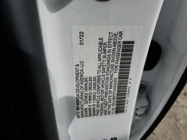 19UUB6F57NA000405 - 2022 ACURA TLX TECH A WHITE photo 12