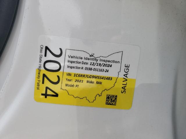 1C6RR7LG9MS541483 - 2021 RAM 1500 CLASS SLT თეთრი ფოტო 12