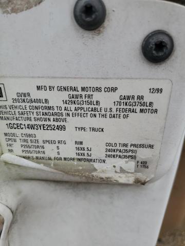 1GCEC14W3YE252499 - 2000 CHEVROLET SILVERADO C1500 თეთრი ფოტო 12