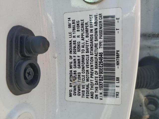 19XFB2F90EE264646 - 2014 HONDA CIVIC EXL WHITE photo 13