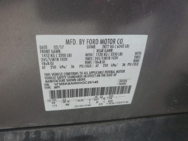 1FM5K8AR0HGC26145 - 2017 FORD EXPLORER POLICE INTERCEPTOR GRAY photo 12