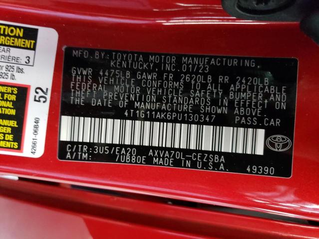 4T1G11AK6PU130347 - 2023 TOYOTA CAMRY SE NIGHT SHADE RED photo 13