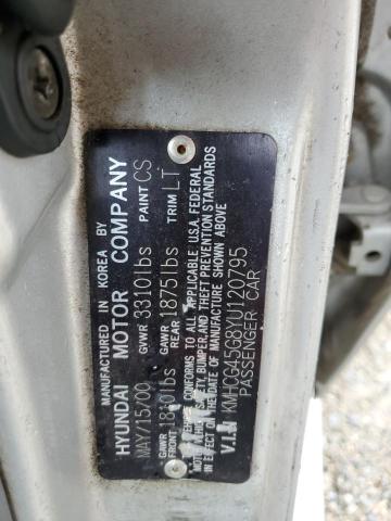 KMHCG45G8YU120795 - 2000 HYUNDAI ACCENT GL ვერცხლისფერი ფოტო 12