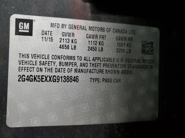 2G4GK5EXXG9138846 - 2016 BUICK REGAL CHARCOAL photo 12