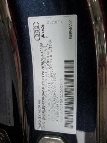 WAUVGAFR5DA000747 - 2013 AUDI S5 PRESTIGE BLACK photo 12