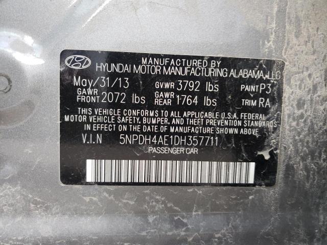 5NPDH4AE1DH357711 - 2013 HYUNDAI ELANTRA GLS GRAY photo 12