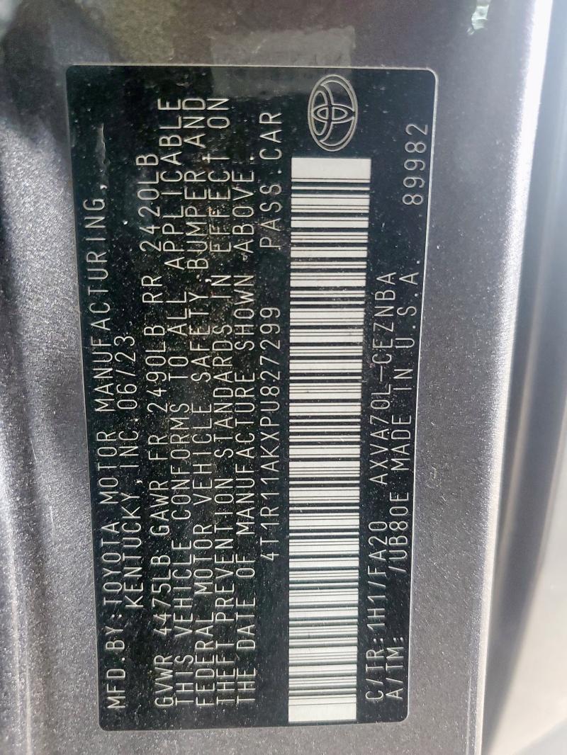 4T1R11AKXPU827299 - 2023 TOYOTA CAMRY LE GRAY photo 13