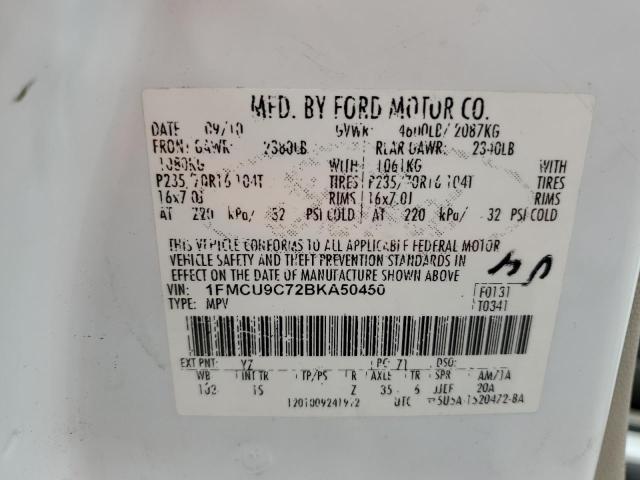 1FMCU9C72BKA50450 - 2011 FORD ESCAPE XLS WHITE photo 13