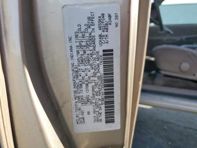 5TBBT44172S256557 - 2002 TOYOTA TUNDRA ACCESS CAB 金色 照片 12