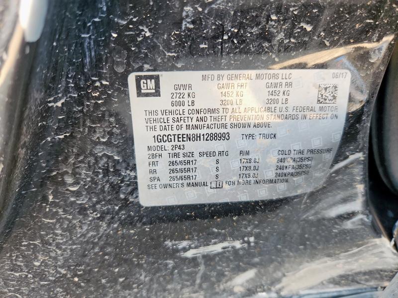 1GCGTEEN8H1288993 - 2017 CHEVROLET COLORADO ZR2 BLACK photo 12