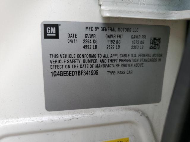 1G4GE5ED7BF341996 - 2011 BUICK LACROSSE CXS Սպիտակ լուսանկար 12
