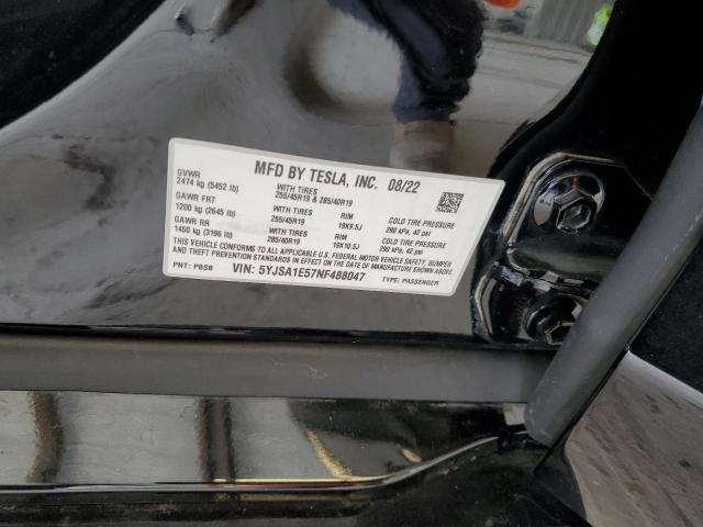 5YJSA1E57NF488047 - 2022 TESLA MODEL S 黑色 照片 12