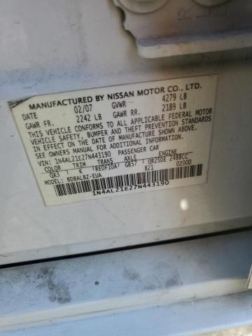 1N4AL21E27N443190 - 2007 NISSAN ALTIMA 2.5 WHITE photo 12