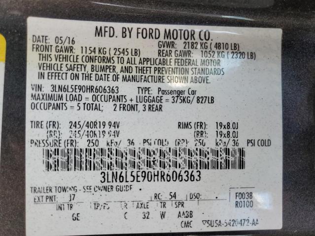 3LN6L5E90HR606363 - 2017 LINCOLN MKZ RESERVE ნაცრისფერი ფოტო 13