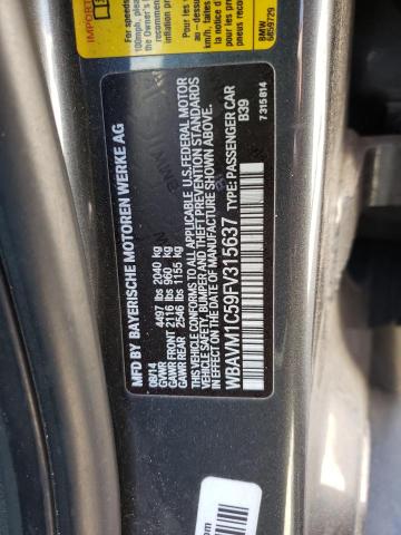 WBAVM1C59FV315637 - 2015 BMW X1 SDRIVE28I CHARCOAL photo 13