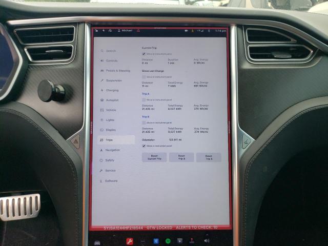 5YJSA1E44HF218544 - 2017 TESLA MODEL S Сріблястий фото 9