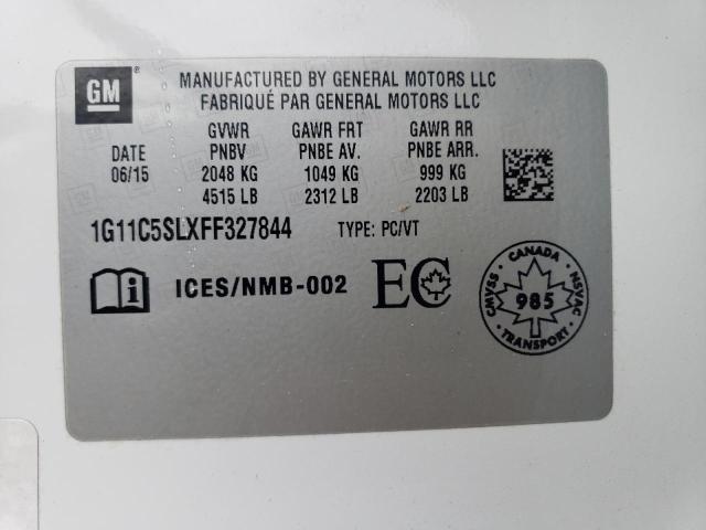 1G11C5SLXFF327844 - 2015 CHEVROLET MALIBU 1LT WHITE photo 12