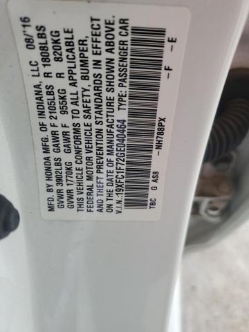 19XFC1F72GE040464 - 2016 HONDA CIVIC EXL WHITE photo 12