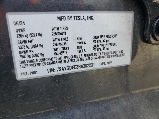 7SAYGDEE3RA302231 - 2024 TESLA MODEL Y Grau Foto 12