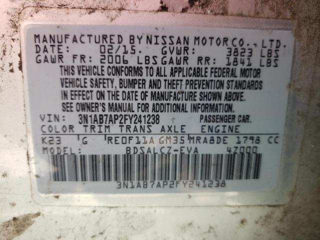 3N1AB7AP2FY241238 - 2015 NISSAN SENTRA S SILVER photo 12