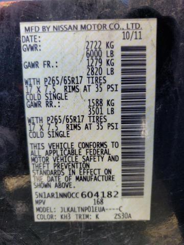 5N1AR1NN0CC604182 - 2012 NISSAN PATHFINDER S BLACK photo 14