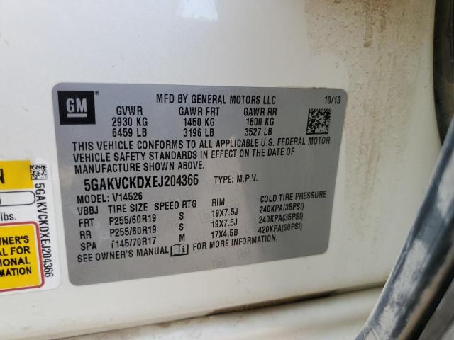 5GAKVCKDXEJ204366 - 2014 BUICK ENCLAVE WHITE photo 13