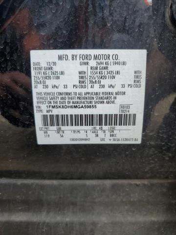 1FMSK8DH6MGA59855 - 2021 FORD EXPLORER XLT Noir photo 14