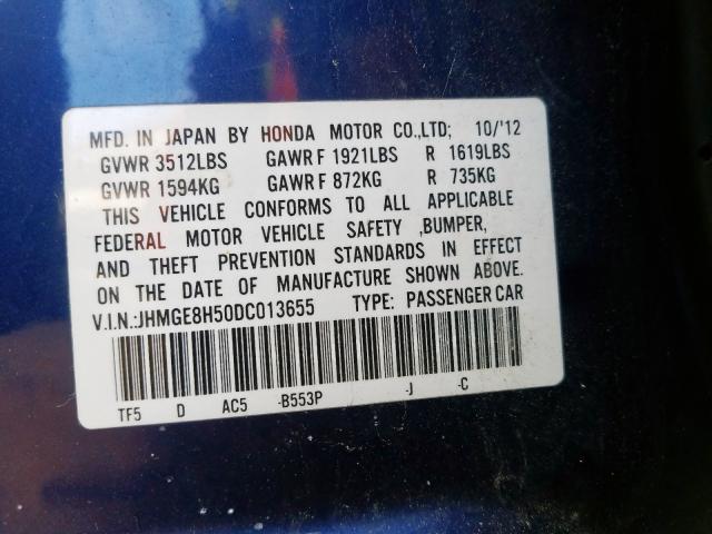 JHMGE8H50DC013655 - 2013 HONDA FIT SPORT  photo 10