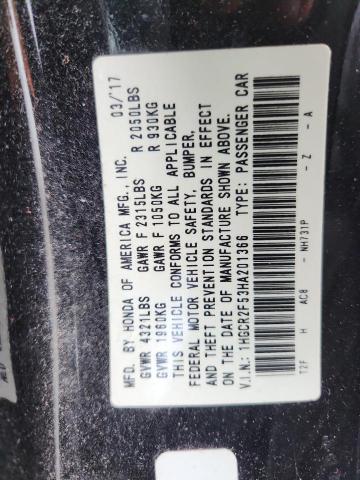 1HGCR2F53HA201366 - 2017 HONDA ACCORD SPORT BLACK photo 13