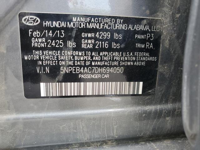 5NPEB4AC7DH694050 - 2013 HYUNDAI SONATA GLS GRAY photo 12