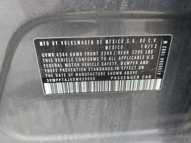 3VWPP7AJ6DM639008 - 2013 VOLKSWAGEN JETTA S GRAY photo 12