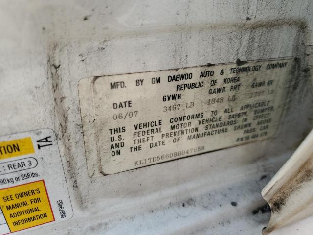 KL1TD56608B047658 - 2008 CHEVROLET AVEO BASE WHITE photo 13