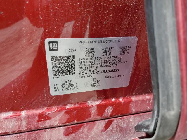 5GAEVCRS4SJ160233 - 2025 BUICK ENCLAVE AVENIR MAROON photo 12